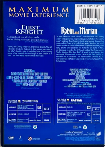 First Knight/Robin and Marian (DVD, 2009) 2-Disc Set Sean Connery Sony *001