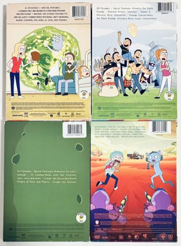 Rick & Morty: Seasons 1 2 3 4 (DVD) w/ Slipcovers 1-4 Lot Sitcom Animation*LS1