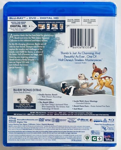 Bambi (Blu-ray/DVD, 2017) 2-Disc Set Family/Fantasy Anniversary Edition 1942 NEW