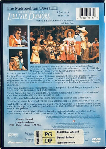 Donizetti - L'elisir d'amore (DVD 1981) Metropolitan Opera Pavarotti Pioneer*FV1