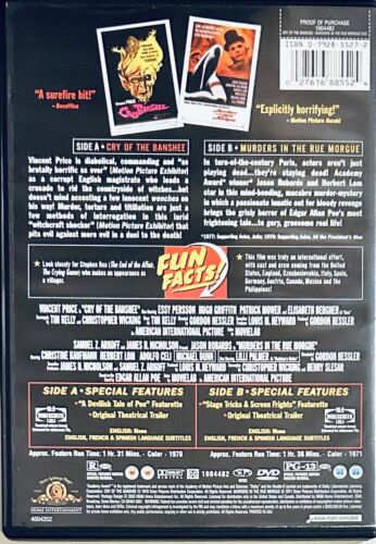 Cry of the Banshee/Murders in the Rue Morgue (DVD, 2003) MGM Horror OOP *GR1