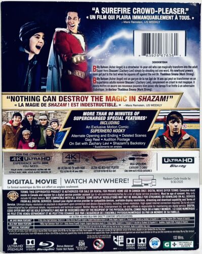 Shazam! (4K-UHD/Blu-ray 2019) w/ Slipcover Action/Comedy DC 2-Disc Set *001