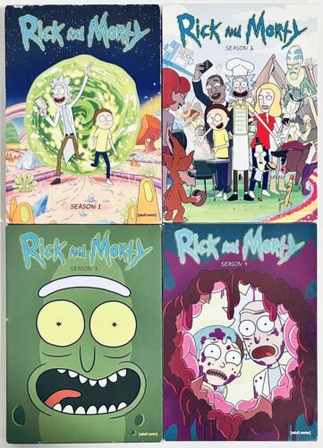 Rick & Morty: Seasons 1 2 3 4 (DVD) w/ Slipcovers 1-4 Lot Sitcom Animation*LS1