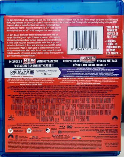 Hot Tub Time Machine 2 (Blu-ray/DVD, 2015) Comedy/Sci-fi 2-Disc Set En/Fr *GR1