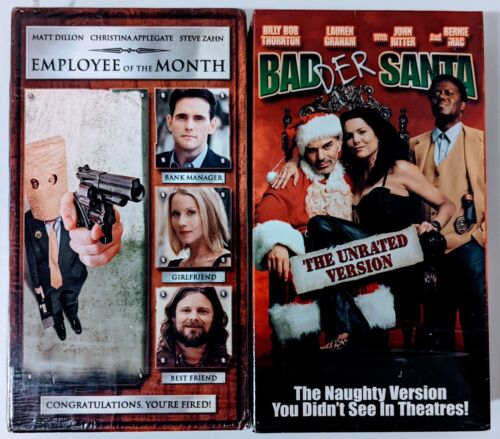 Badder Bad Santa & Employee of the Month VHS RARE Late Release + VHS PROTECTORS