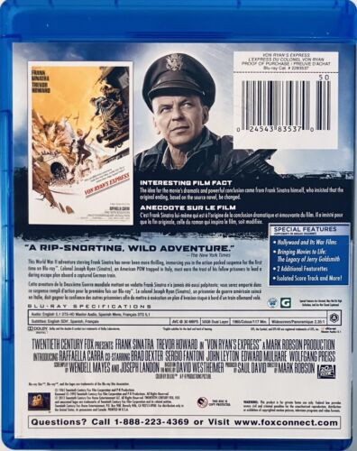 Von Ryan's Express (Blu-ray 1965) WWII Frank Sinatra ENG/SPN/FRN RARE OOP