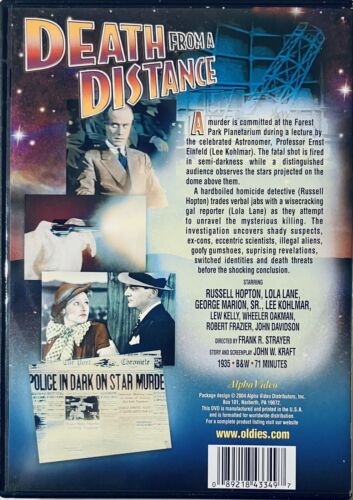 Death From a Distance (DVD 1935) B&W Murder Mystery w/ Booklet *GR3