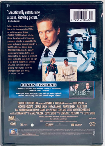 Wall Street (DVD, 1987) Widescreen Crime/Thriller Michael Douglas Fox En/Fr NEW