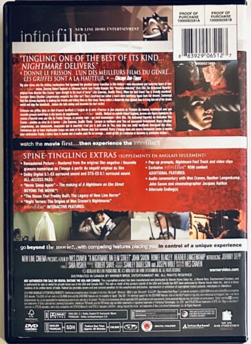 A Nightmare on Elm Street (DVD, 1984) w/ Slipcover Wes Craven Infini Film En/Fr