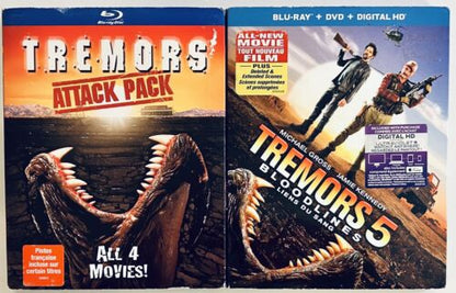 Tremors Attack Pack & Tremors 5 Bloodlines Blu-Ray Lot w/ OOP Slipcovers Horror