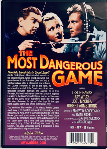 Most Dangerous Game (DVD, 1932) w/ Booklet Joel McCrea Horror/Adventure Alpha