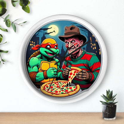 A Pizza Part  on Elm Street (Design 2) Wall Clock