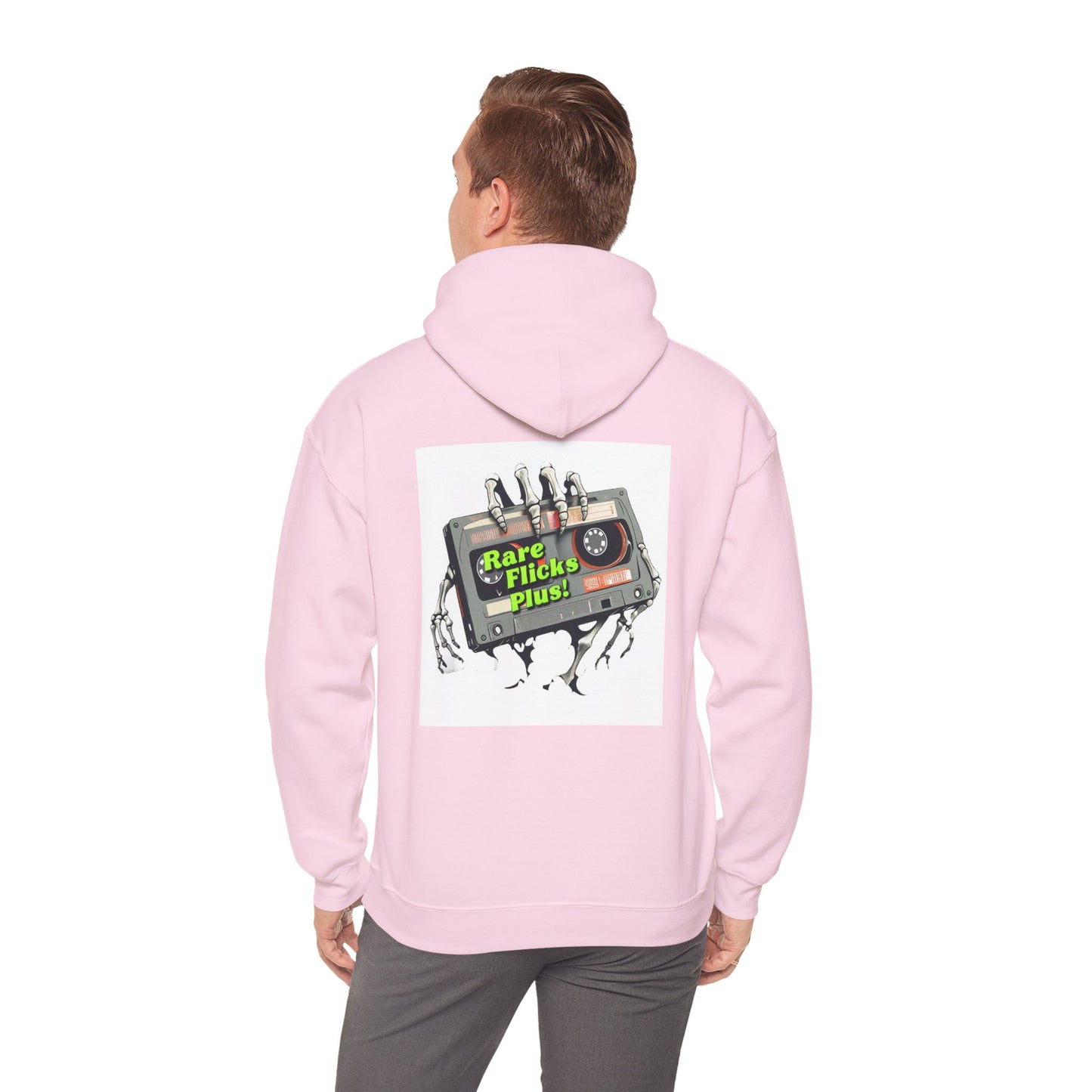 Rare Flicks Plus! Alt Logo White Background - Unisex Heavy Blend™ Hooded Sweatshirt