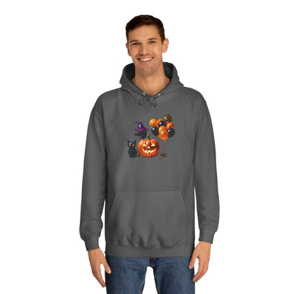 Halloween Pumpkin & Black Cat Unisex College Hoodie