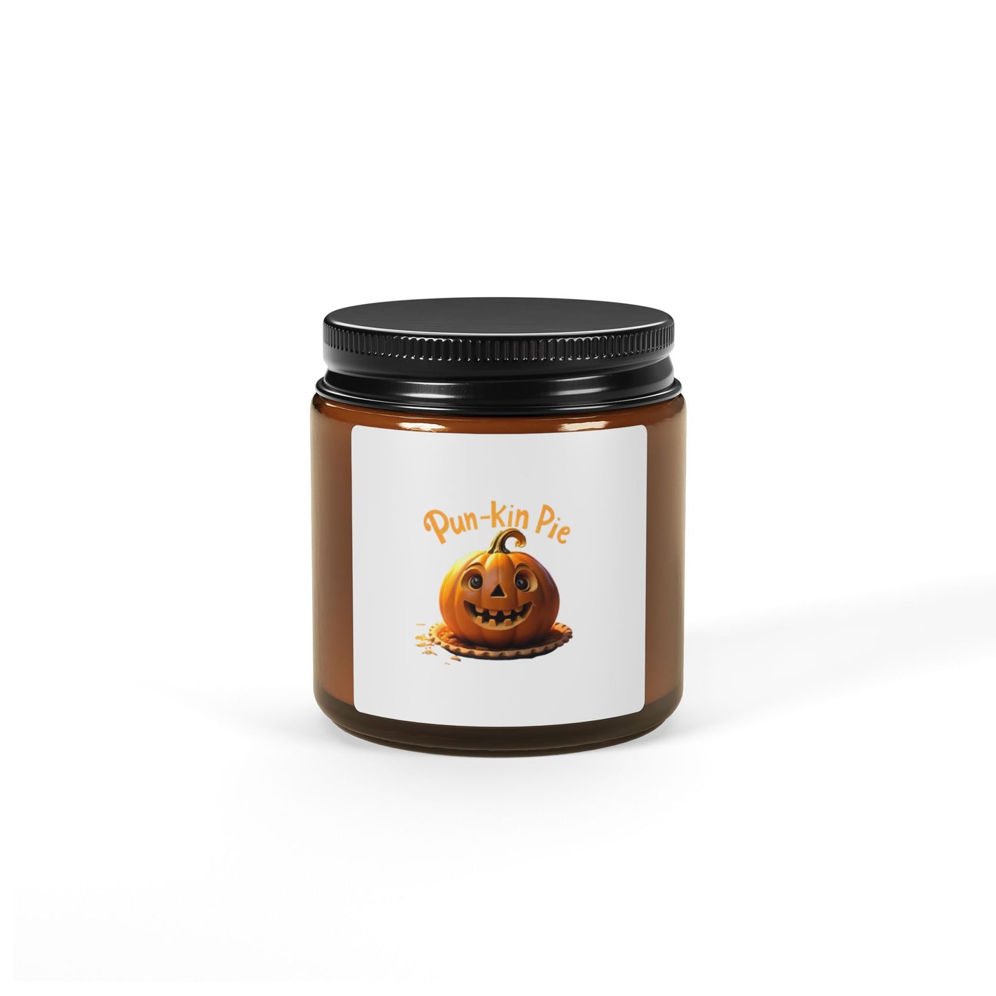 Pun-Kin Pie Design Scented Soy Candle (Multi-Size, Amber Jar)