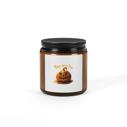 Pun-Kin Pie Design Scented Soy Candle (Multi-Size, Amber Jar)