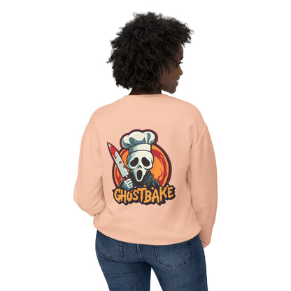 Sudadera unisex ligera con cuello redondo Ghostbake (delante y detrás)