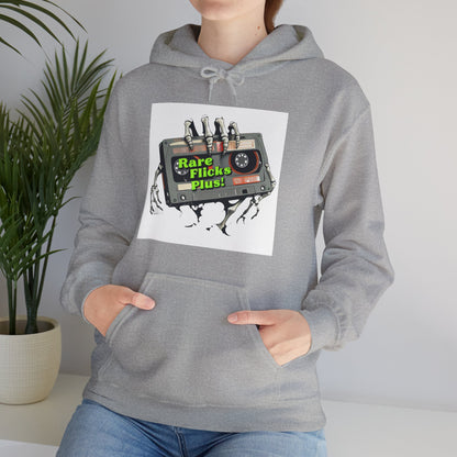 Sudadera unisex con capucha y mezcla pesada Rare Flicks Plus! Alt Logo White Background