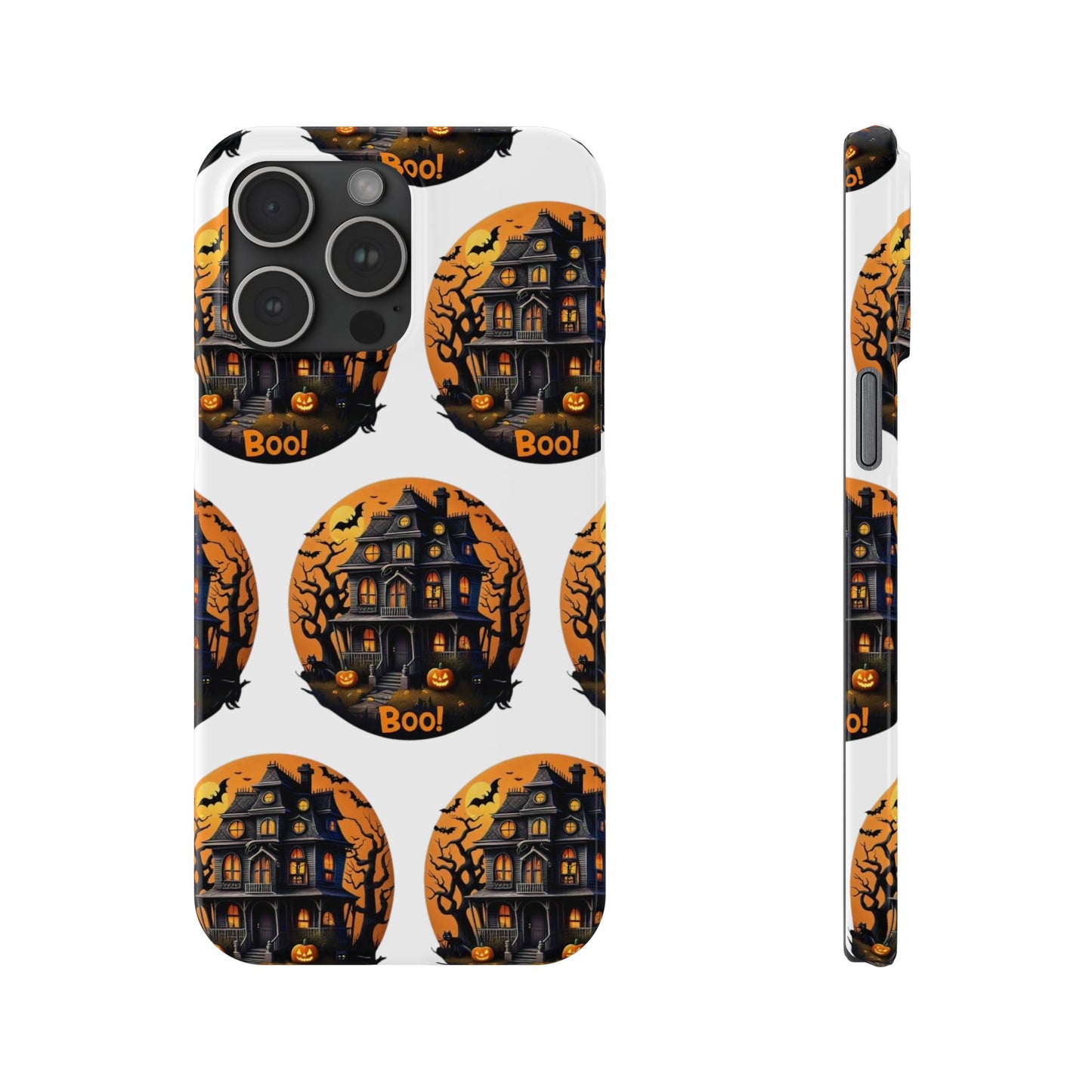 Haunted Halloween House Pattern Slim Phone Cases