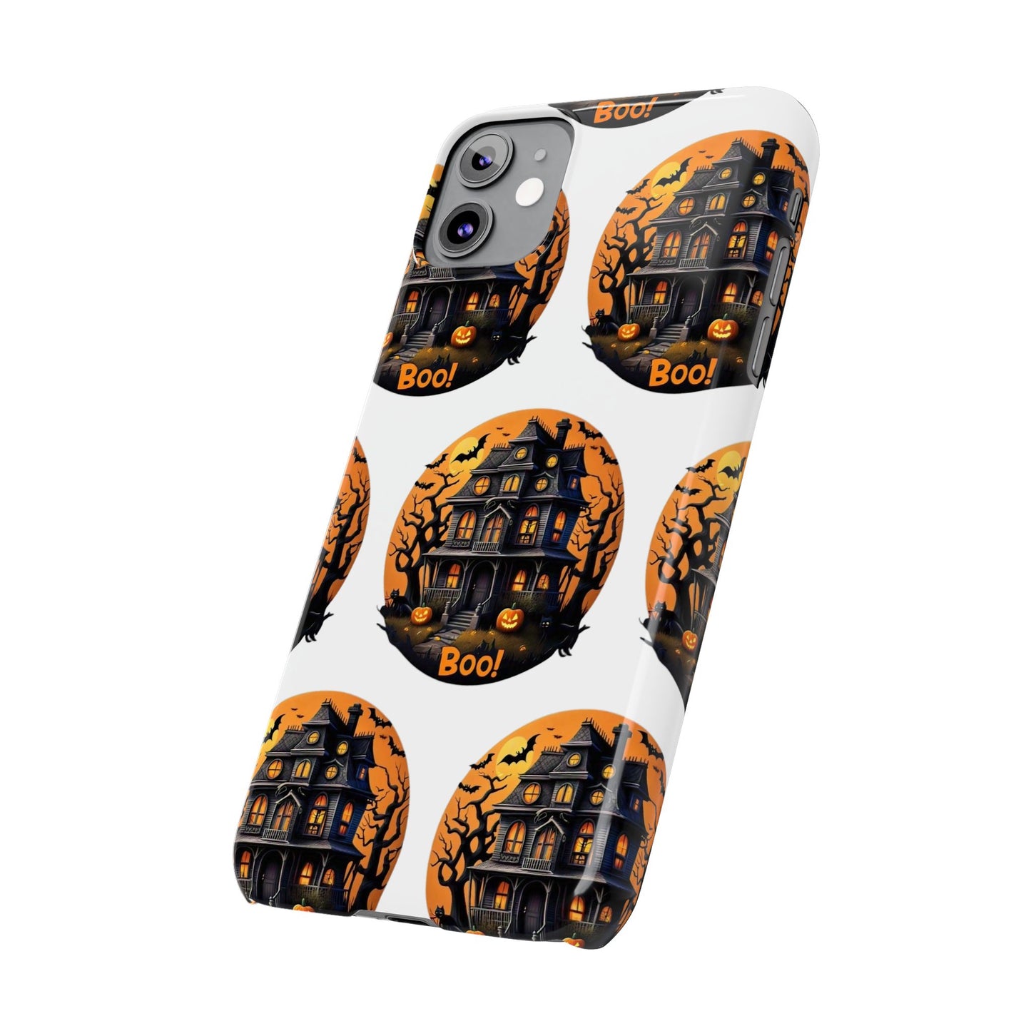 Haunted Halloween House Pattern Slim Phone Cases