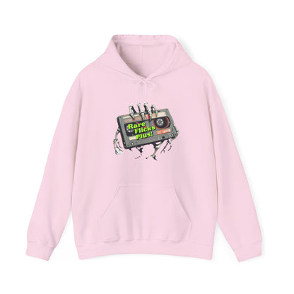 Sudadera unisex con capucha y mezcla pesada Rare Flicks Plus con logotipo alternativo en la parte delantera y en la parte trasera