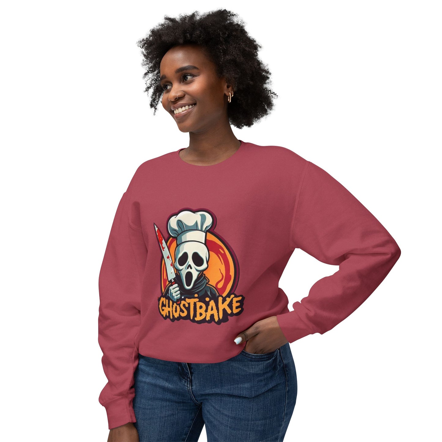 Ghostbake (Front & Back) Unisex Lightweight Crewneck Sweatshirt