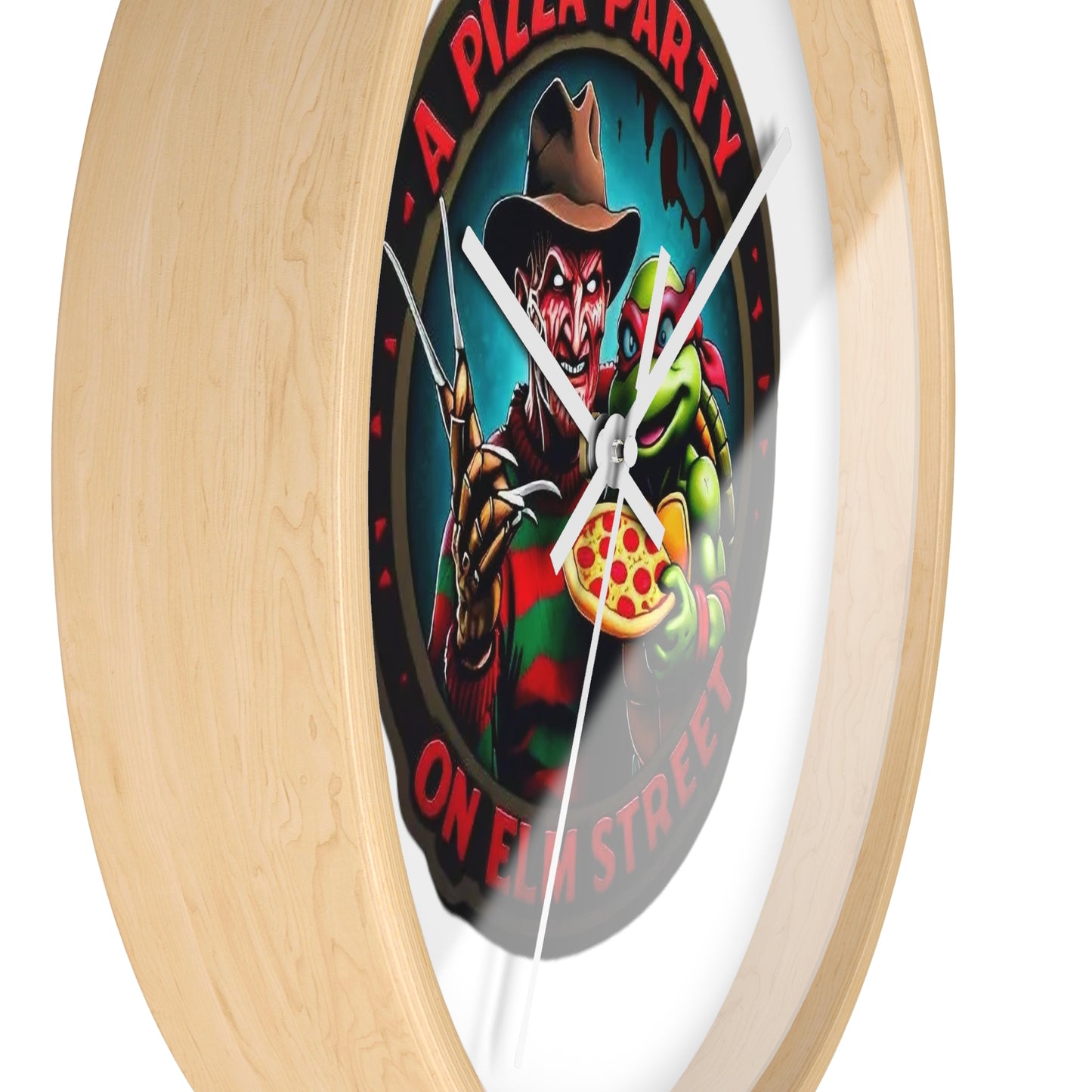 A Pizza Party on Elm Street Wall Clock