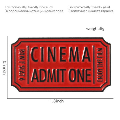 Movie ticket brooch Admit One