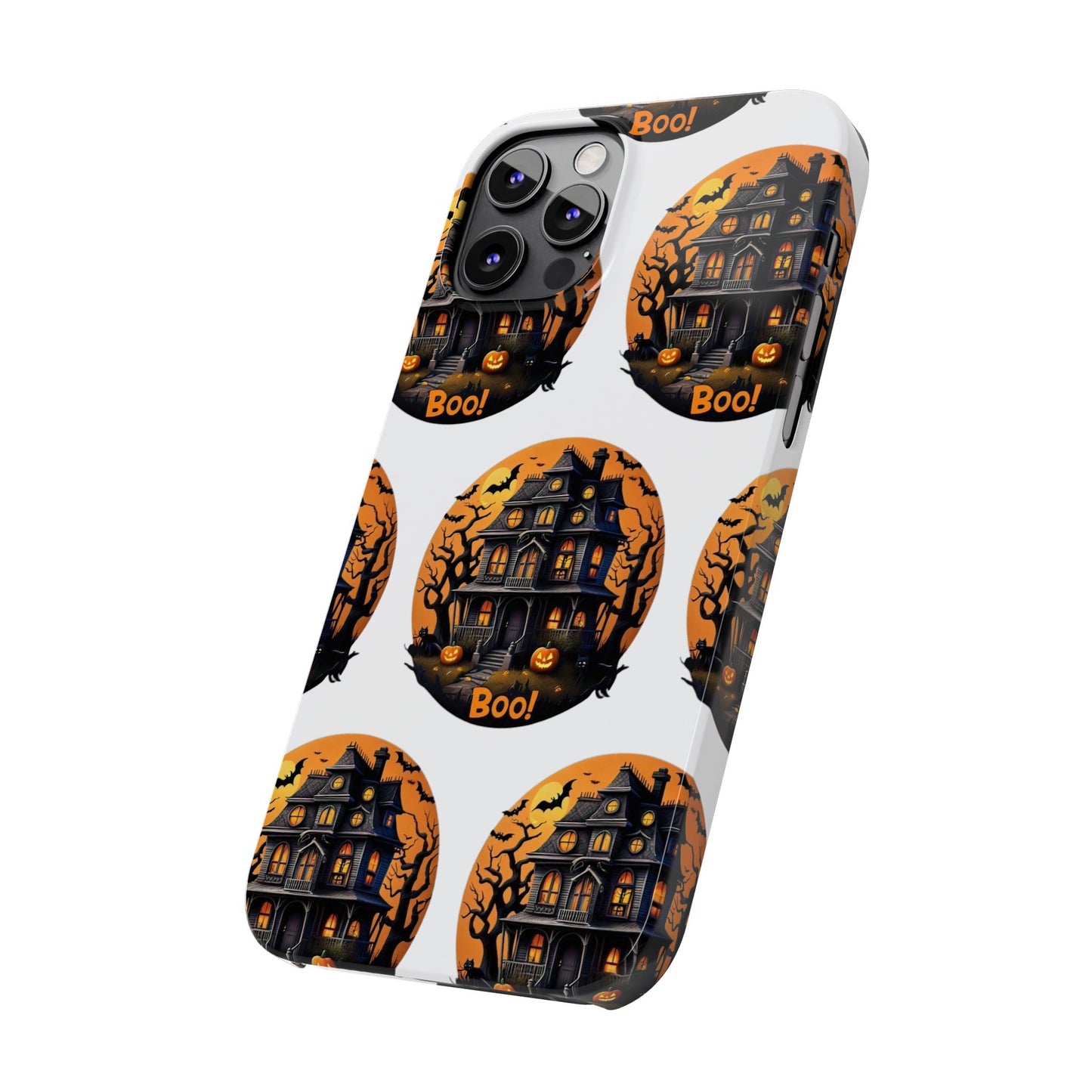 Haunted Halloween House Pattern Slim Phone Cases