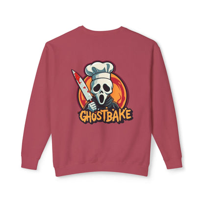 Sudadera unisex ligera con cuello redondo Ghostbake (delante y detrás)