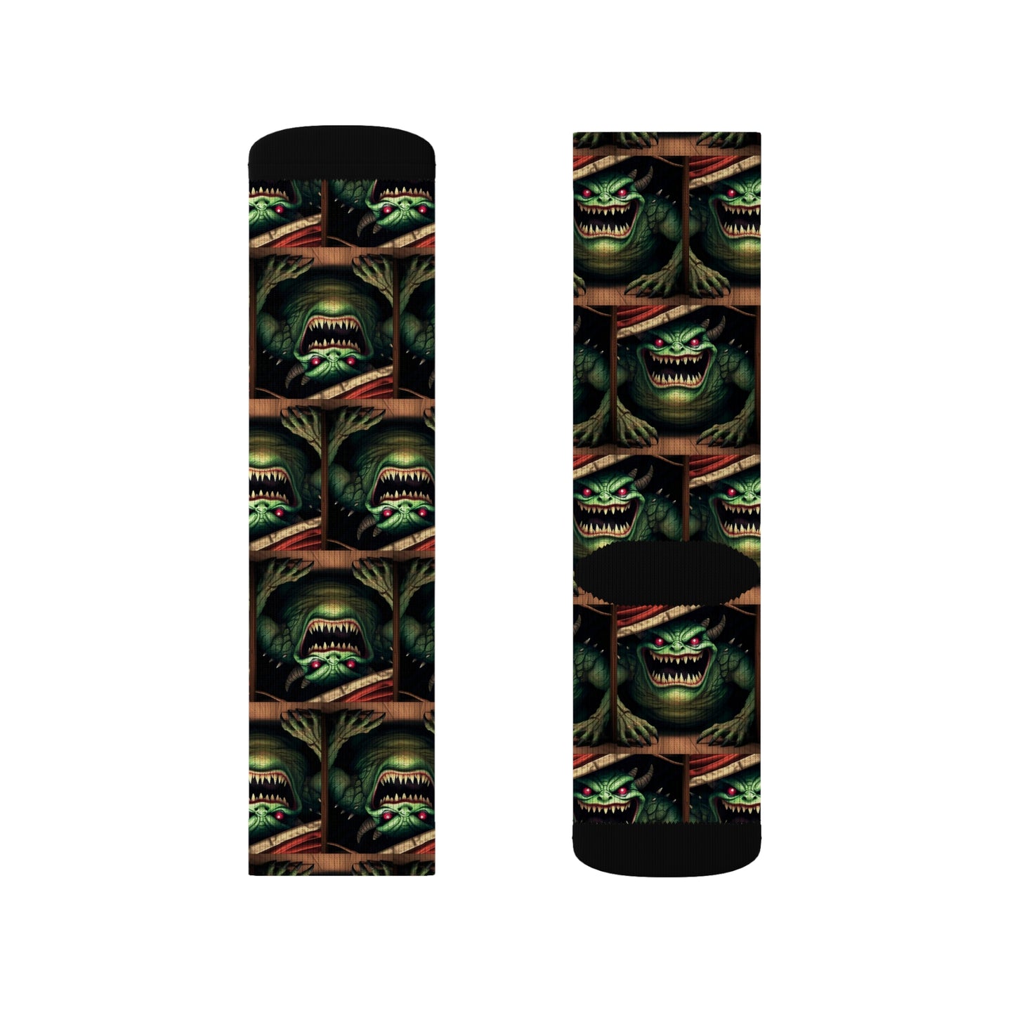 Sock Thief Monster Under the Bed Design Sublimation Socks