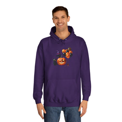 Halloween Pumpkin & Black Cat Unisex College Hoodie