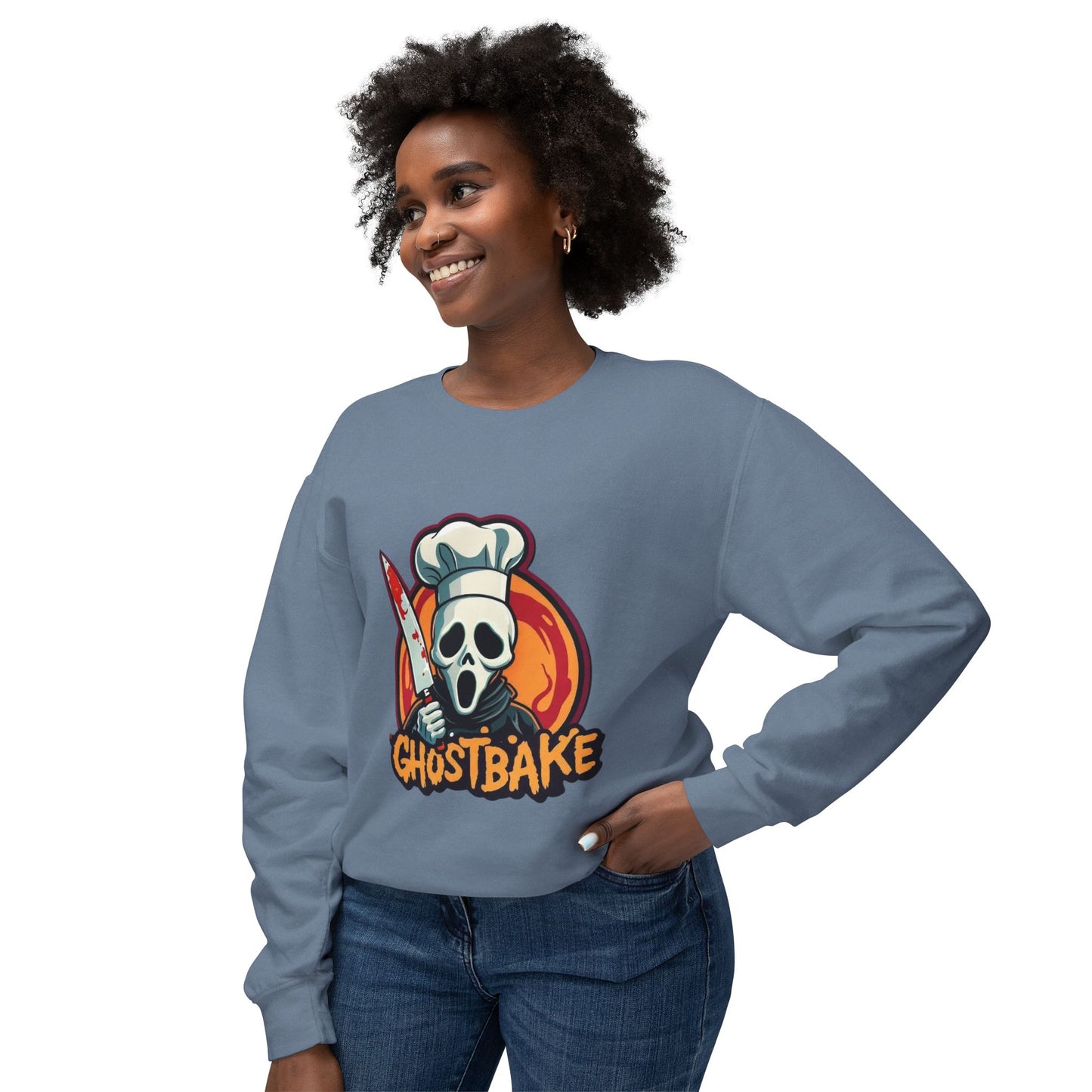 Ghostbake (Front & Back) Unisex Lightweight Crewneck Sweatshirt