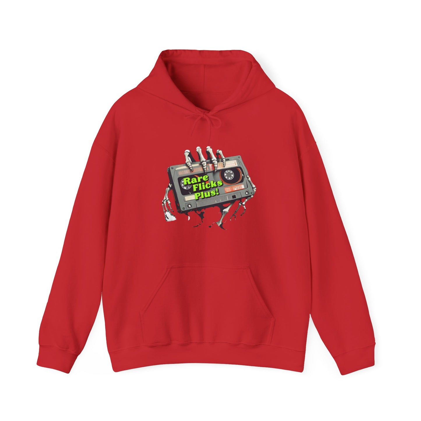 Sudadera unisex con capucha y mezcla pesada Rare Flicks Plus con logotipo alternativo en la parte delantera y en la parte trasera