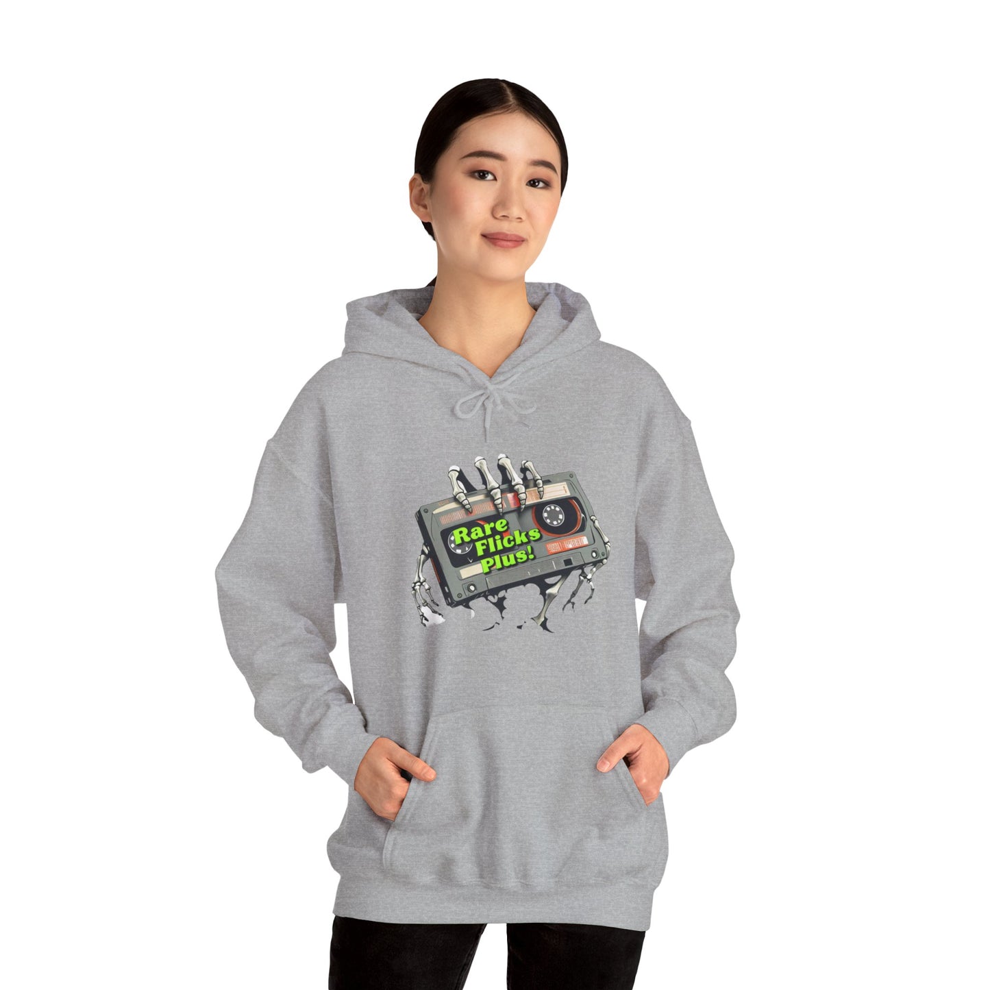 Rare Flicks Plus! Alt Logo Front & Logo Back - Unisex Heavy Blend™ Hooded Sweatshirt