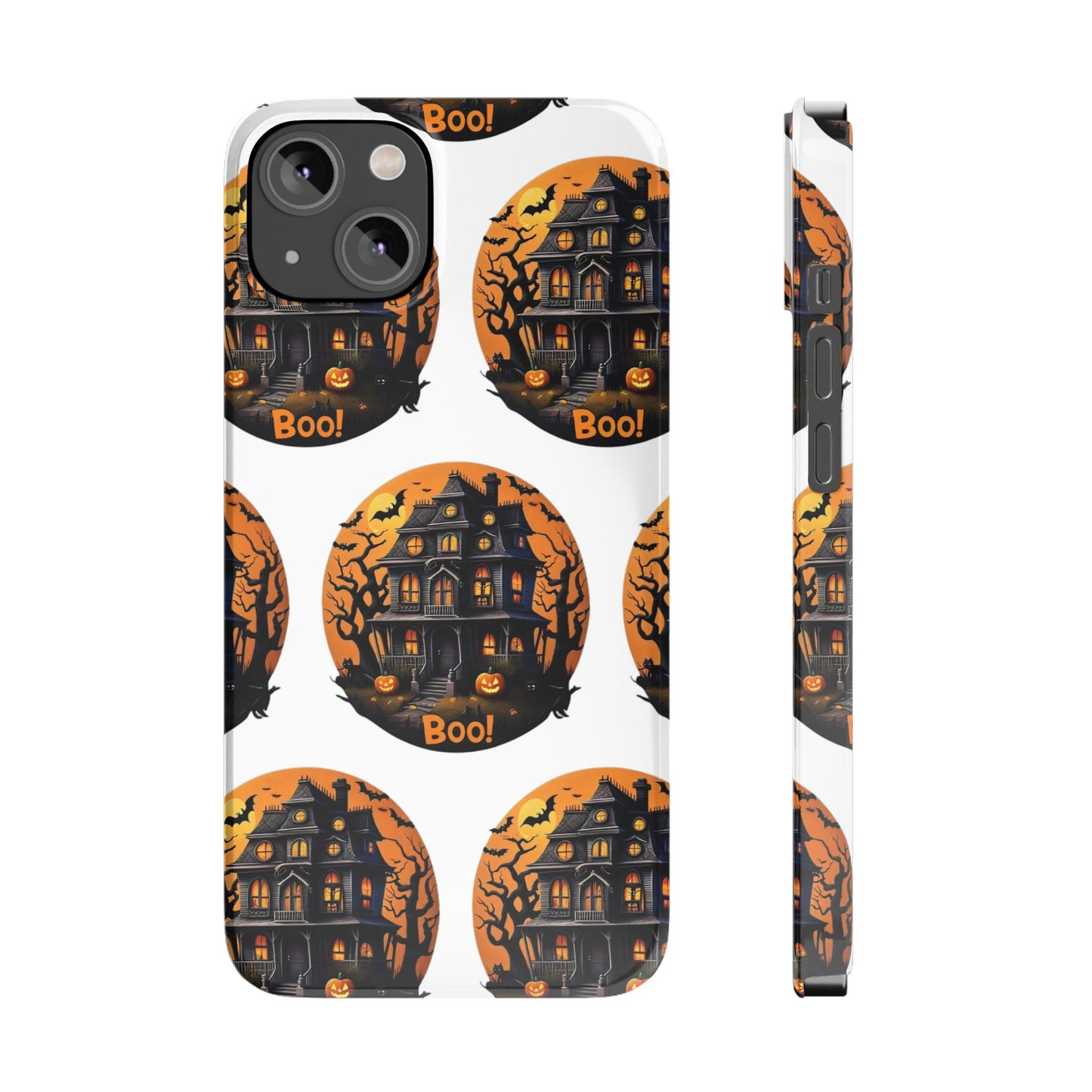 Haunted Halloween House Pattern Slim Phone Cases