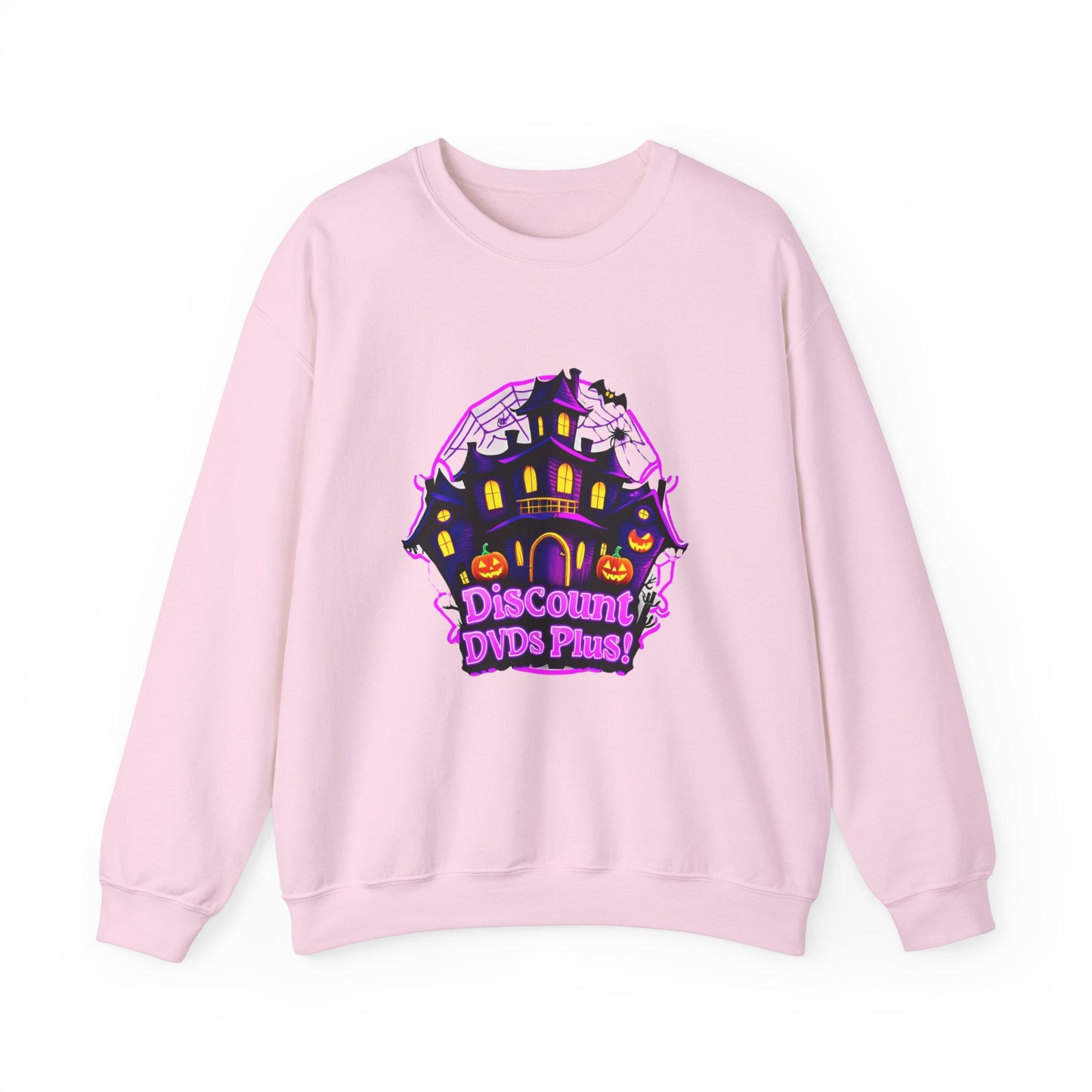 Sudadera unisex de cuello redondo Heavy Blend™ con logotipo de DDP! en la parte delantera y trasera