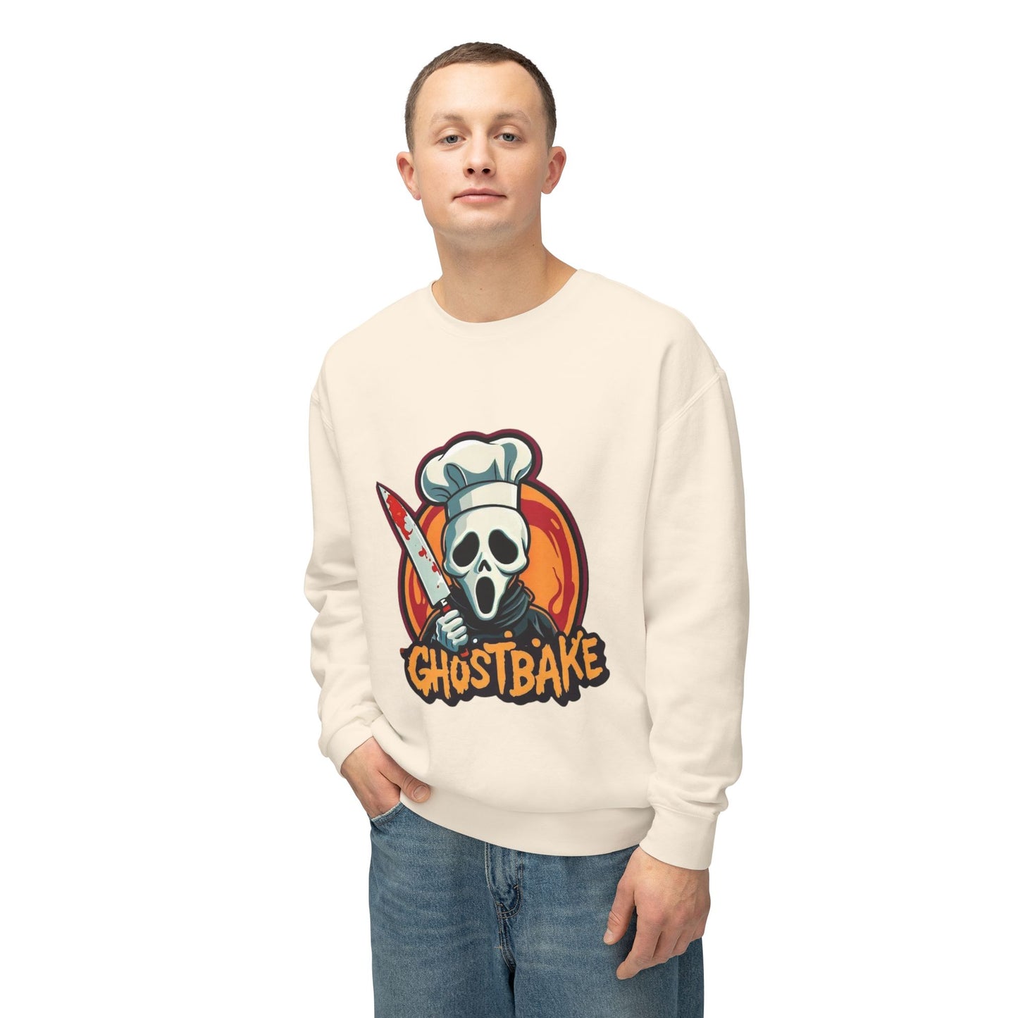 Ghostbake (Front & Back) Unisex Lightweight Crewneck Sweatshirt