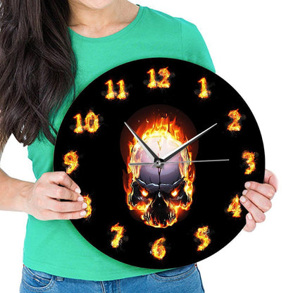 Reloj de pared con calavera ardiente Reloj con calavera de la muerte del demonio del infierno