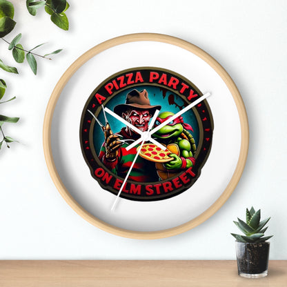 A Pizza Party on Elm Street Wall Clock