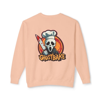 Sudadera unisex ligera con cuello redondo Ghostbake (delante y detrás)