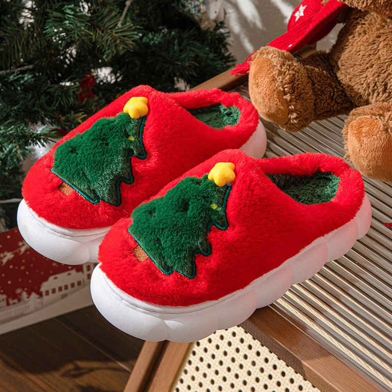 Zapatillas de estar por casa para mujer con diseño de árbol de Navidad