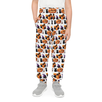 Halloween Pumpkin and Cat Youth Joggers - Spooky Comfort for Everyday