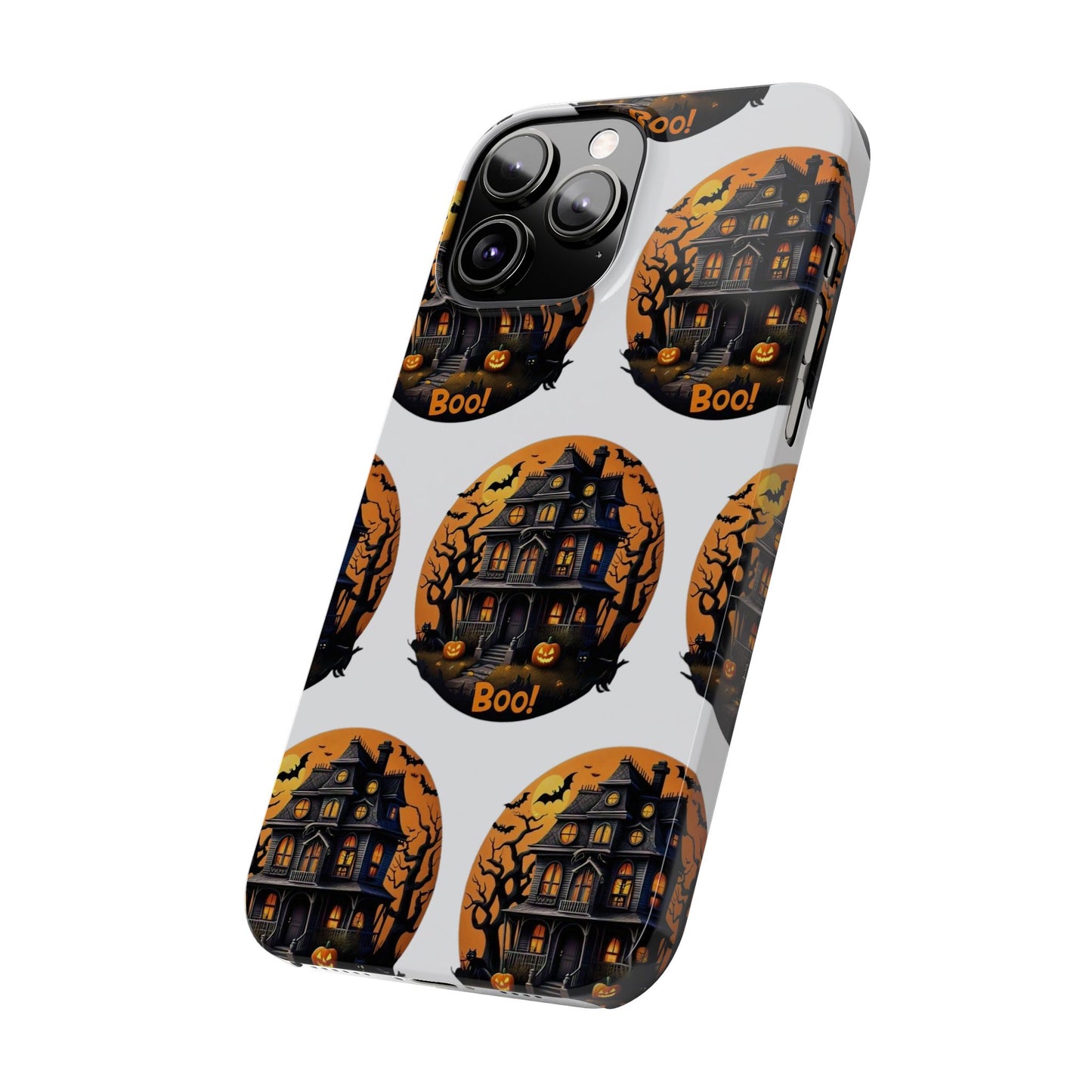 Haunted Halloween House Pattern Slim Phone Cases