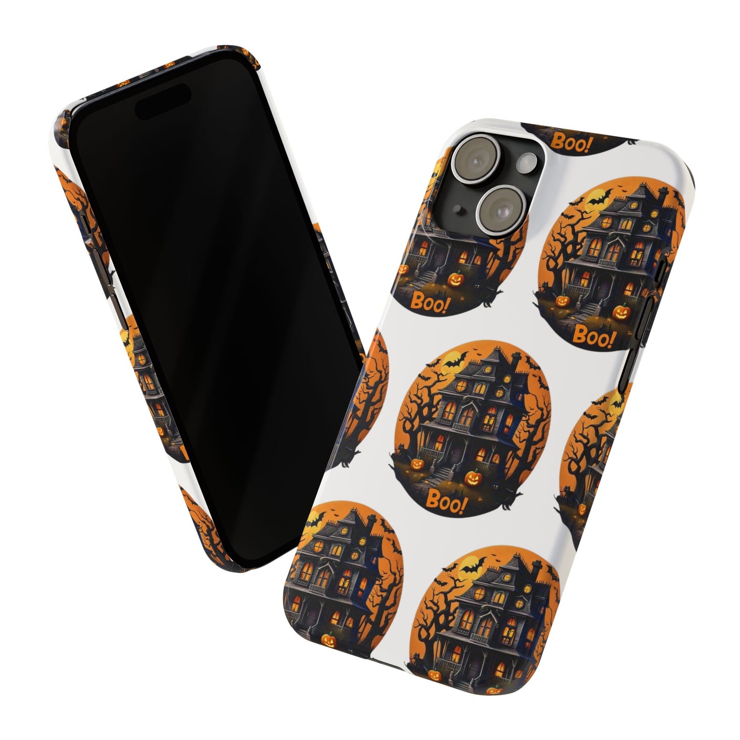 Haunted Halloween House Pattern Slim Phone Cases