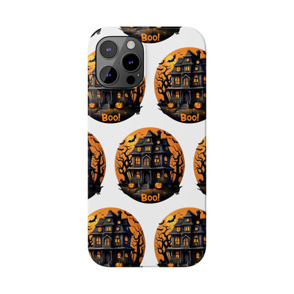 Haunted Halloween House Pattern Slim Phone Cases