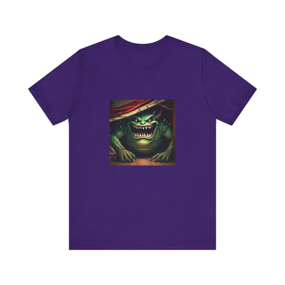 Camiseta unisex de manga corta con el monstruo ladrón de calcetines debajo de la cama