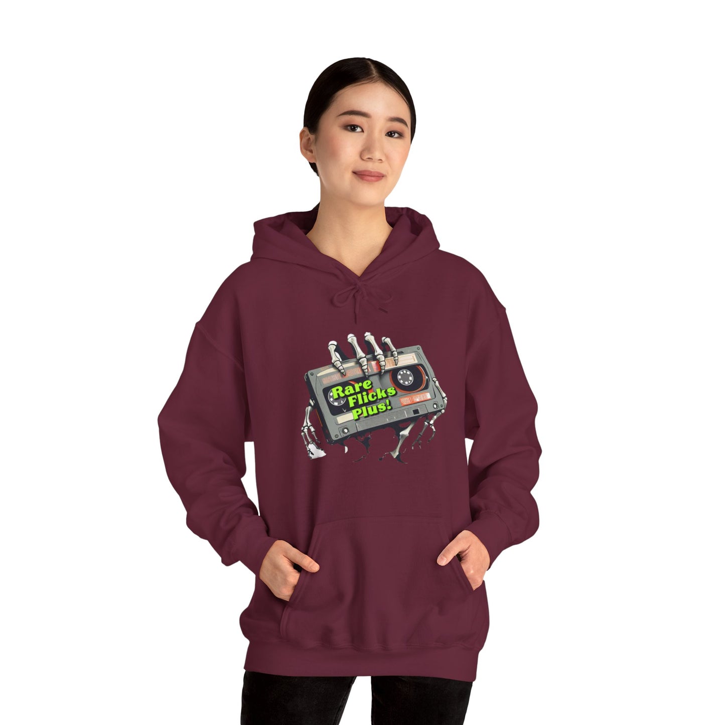 Rare Flicks Plus! Alt Logo Front & Logo Back - Unisex Heavy Blend™ Hooded Sweatshirt