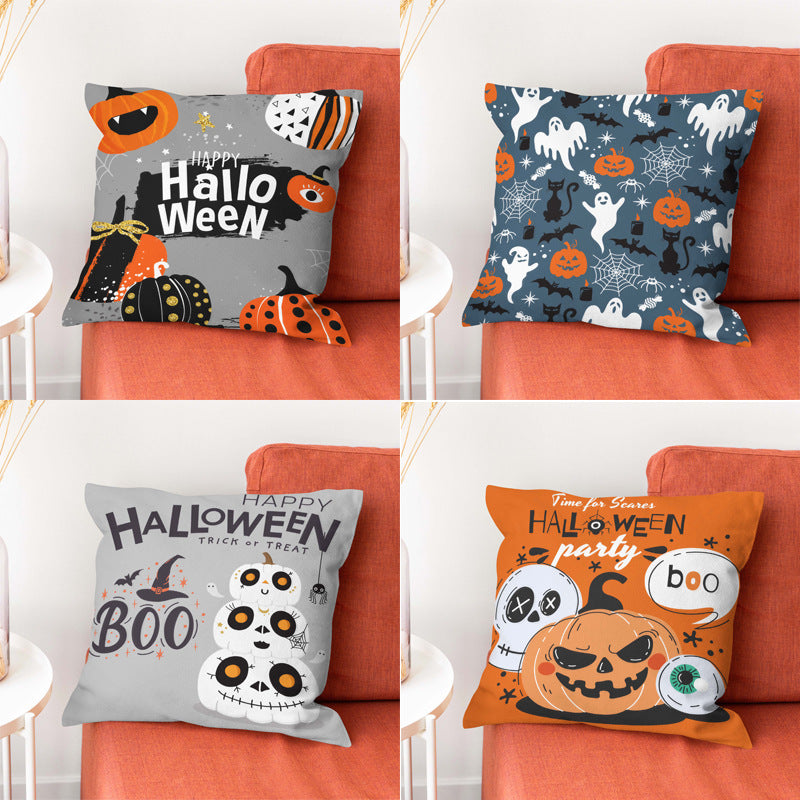 Halloween Pumpkin Castle Pillow Cover