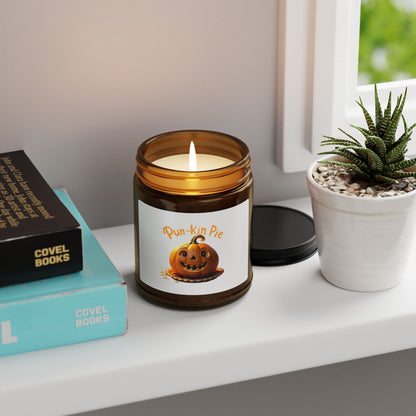 Pun-Kin Pie Design Scented Soy Candle (Multi-Size, Amber Jar)